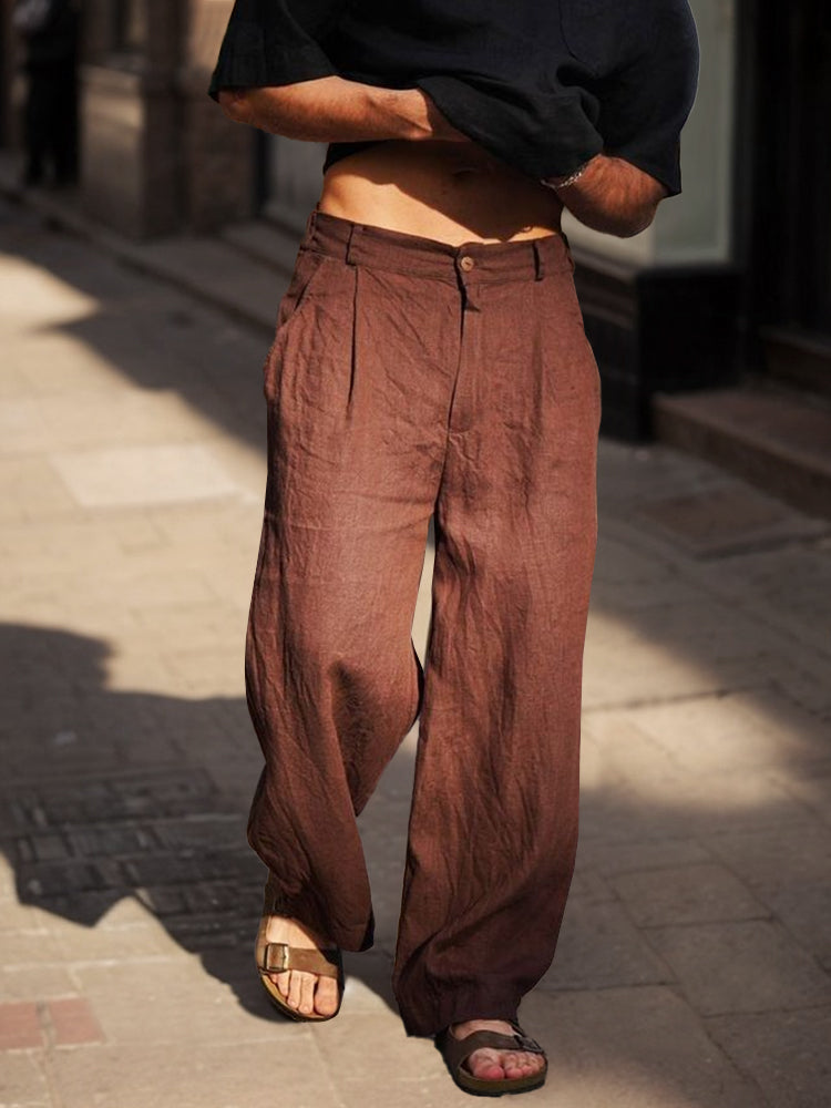 Broek heren | Katoenen zomerbroek met rechte pijp