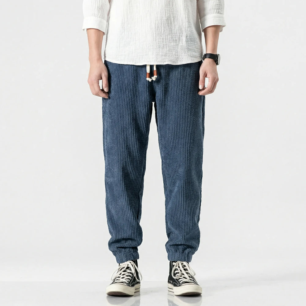 Broek heren | Rib joggingbroek met elastische taille