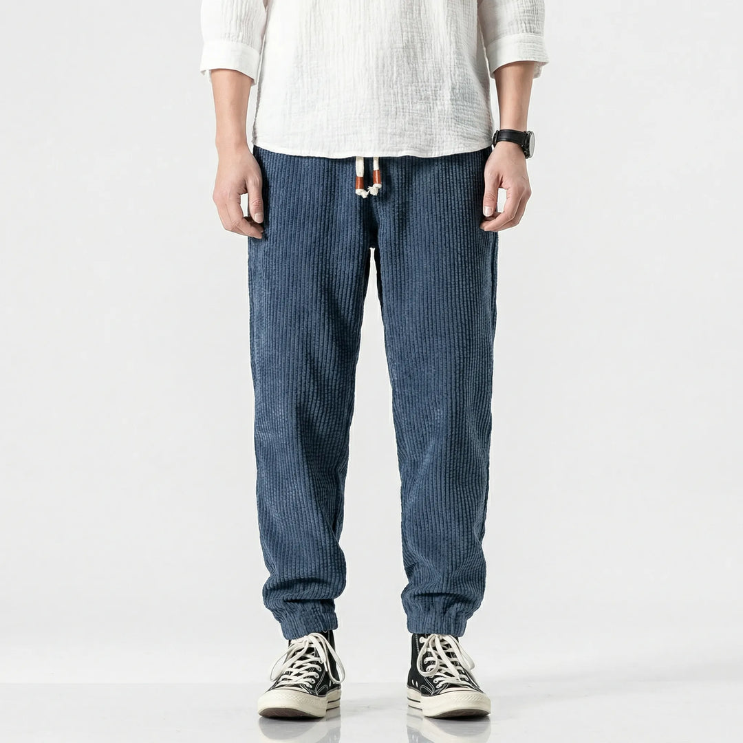 Broek heren | Rib joggingbroek met elastische taille