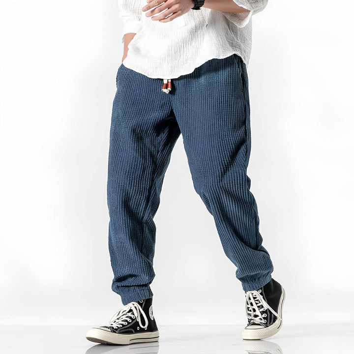 Broek heren | Rib joggingbroek met elastische taille