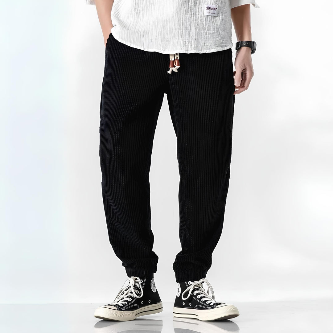Broek heren | Rib joggingbroek met elastische taille