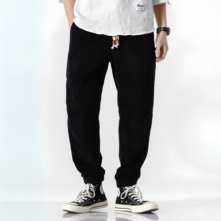 Broek heren | Rib joggingbroek met elastische taille