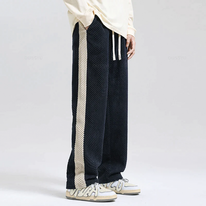 Broek heren | Wafelstructuur met zijstreep