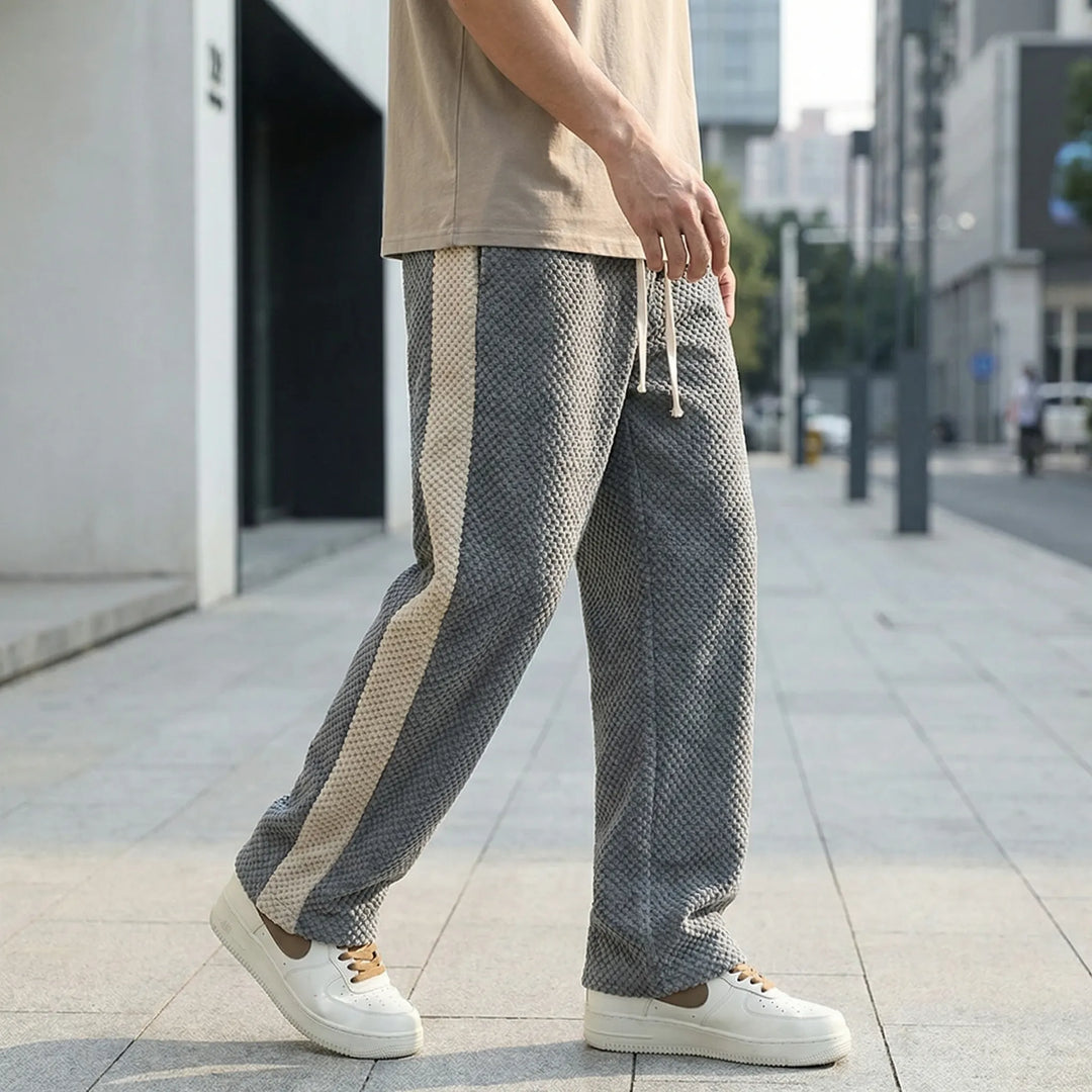 Broek heren | Wafelstructuur met zijstreep
