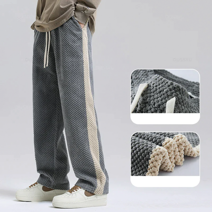Broek heren | Wafelstructuur met zijstreep