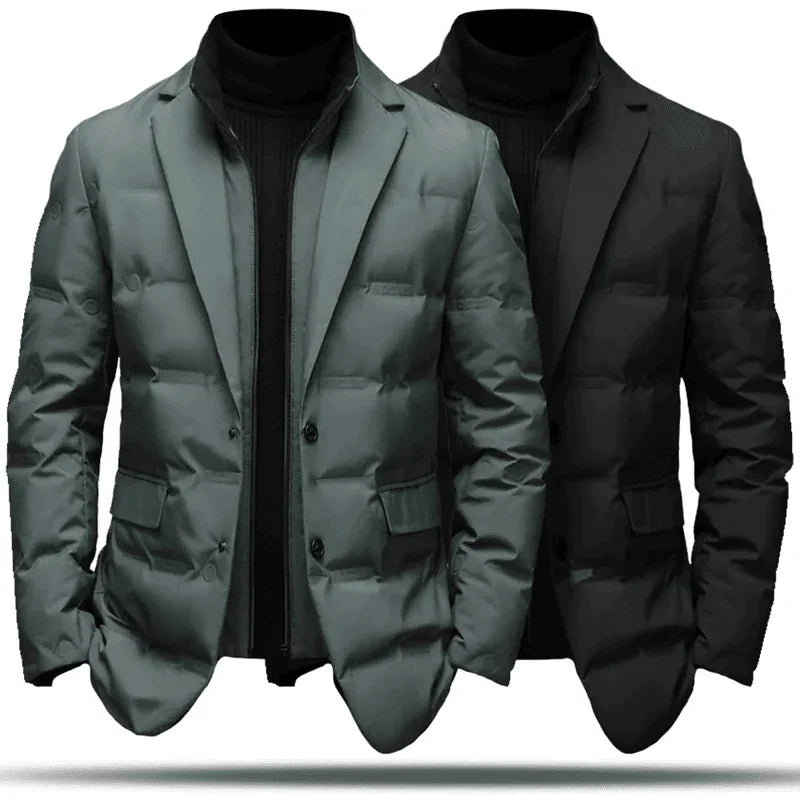 Heren winterjas | Gewatteerde blazer jas met knopen en zakken