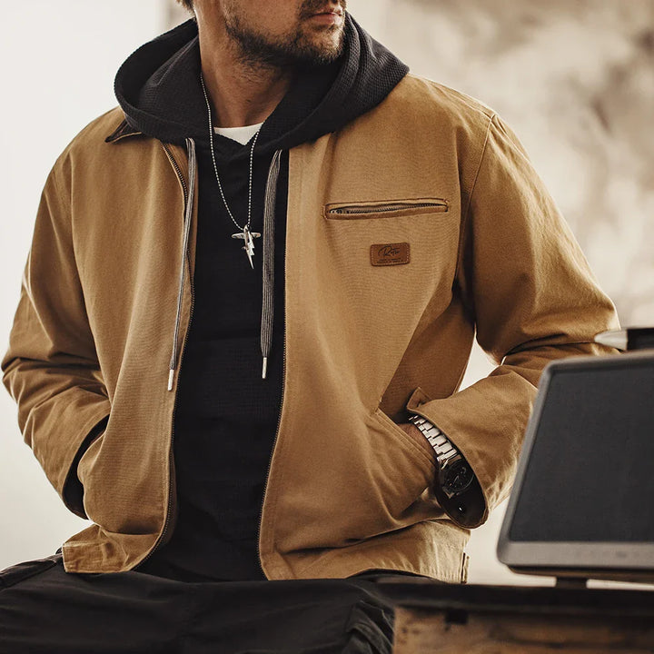 Canvas jas heren | Retro jas met stevige stof en vintage look