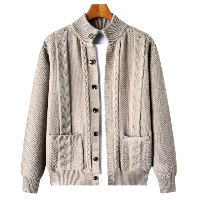 NordicWeave Jacket | Gebreide herenjas met fleece en quilt