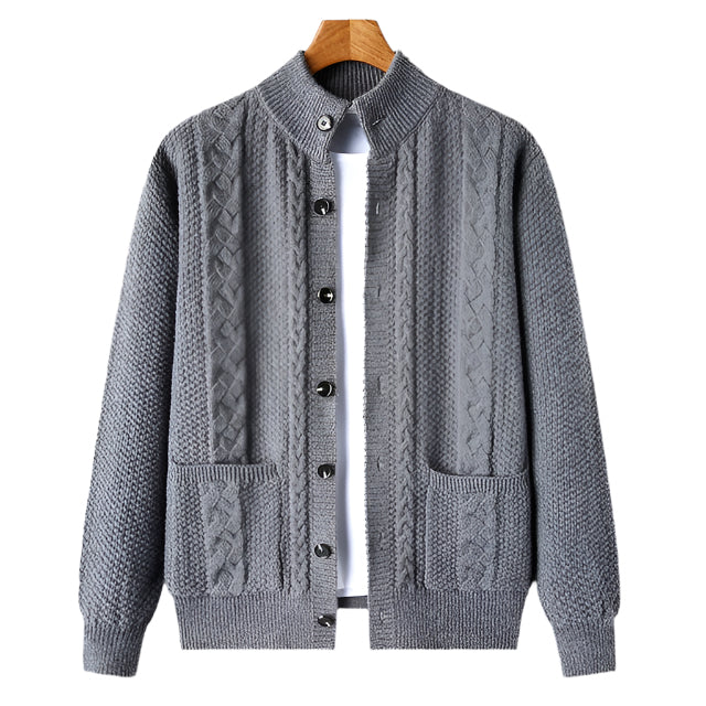 NordicWeave Jacket | Gebreide herenjas met fleece en quilt