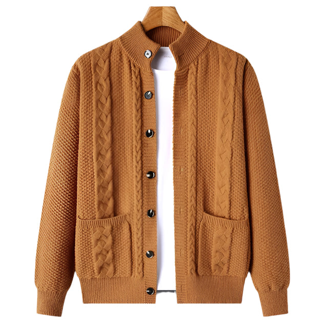 NordicWeave Jacket | Gebreide herenjas met fleece en quilt