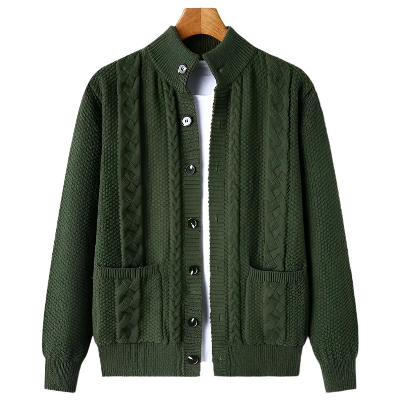 NordicWeave Jacket | Gebreide herenjas met fleece en quilt