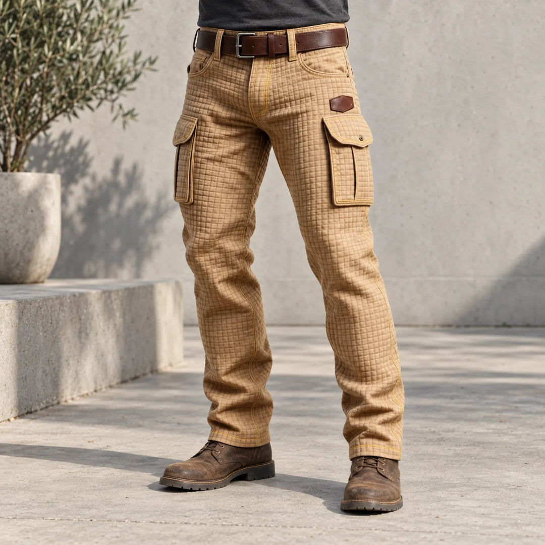 Cargo broek heren | Gewatteerde broek met zijzakken