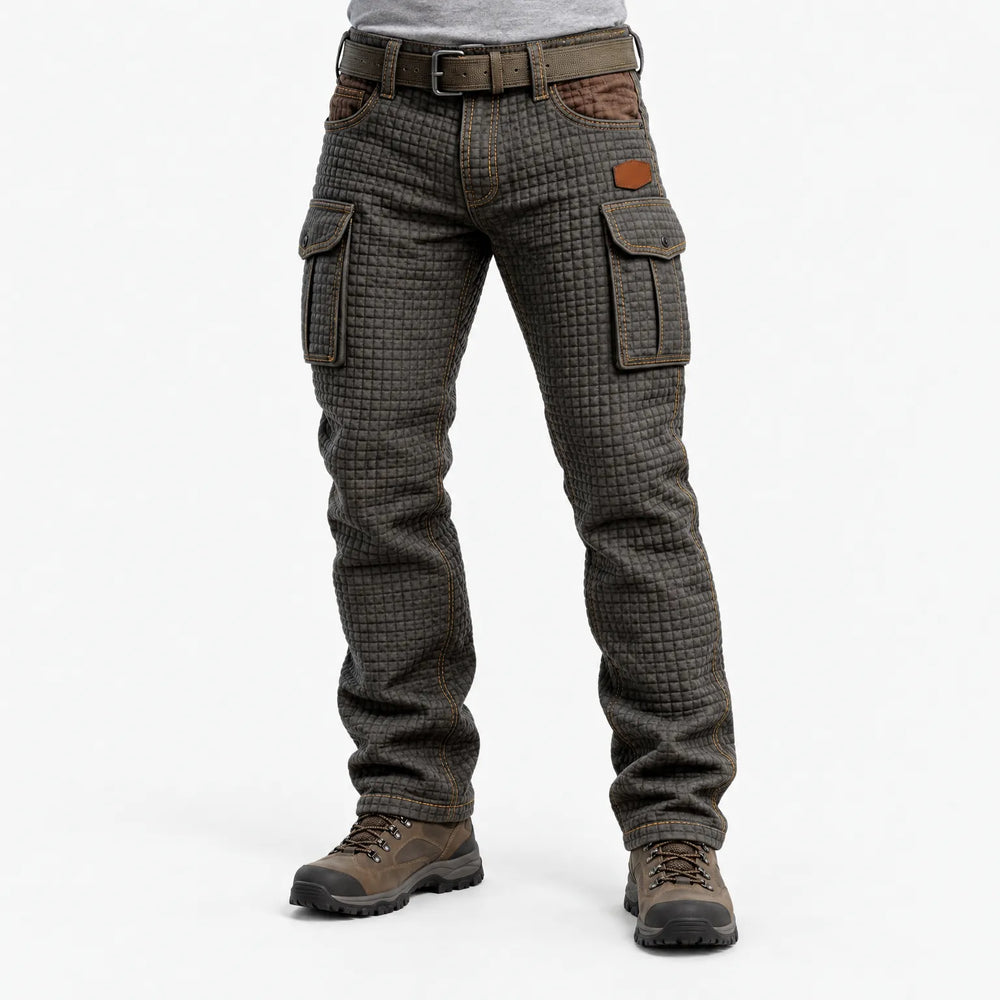 Cargo broek heren | Gewatteerde broek met zijzakken