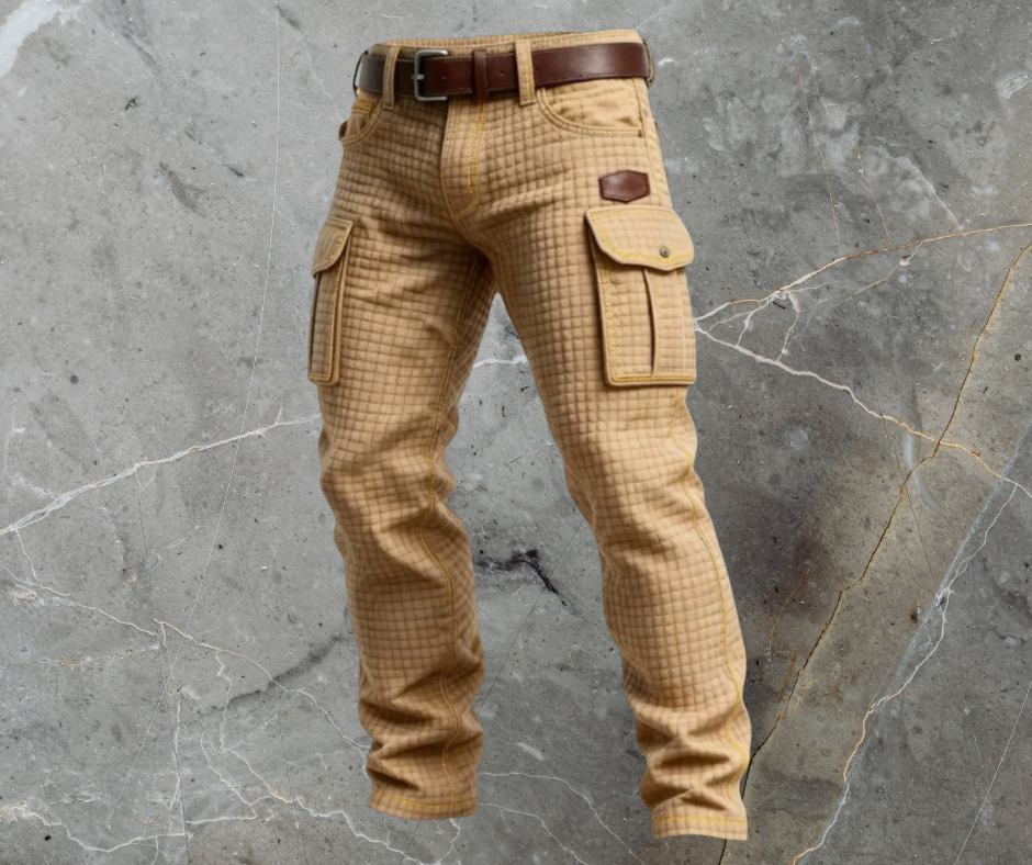 Cargo broek heren | Gewatteerde broek met zijzakken