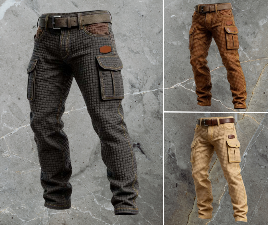 Cargo broek heren | Gewatteerde broek met zijzakken