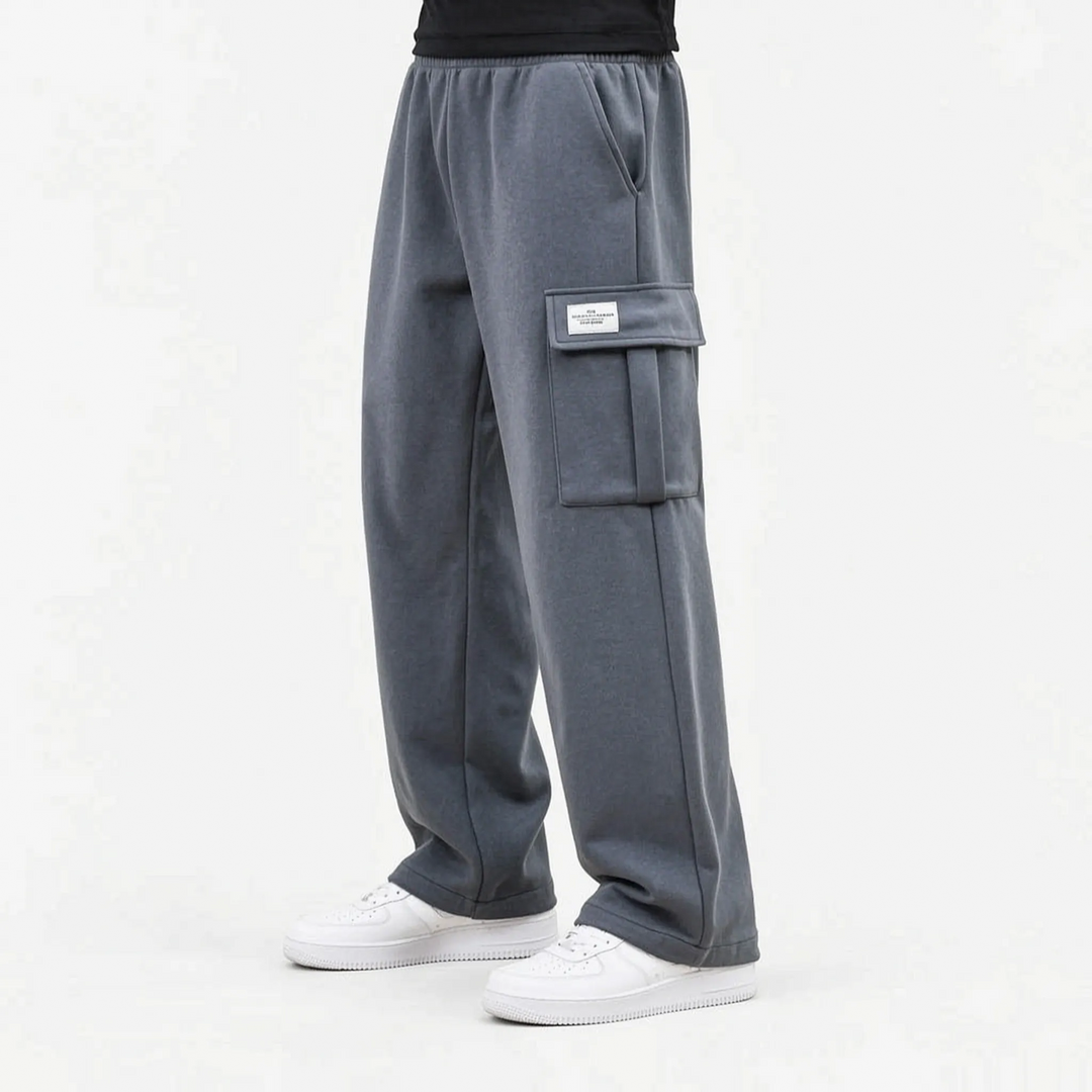 Cargo broek heren | Wijde broek met trekkoord en zijzakken