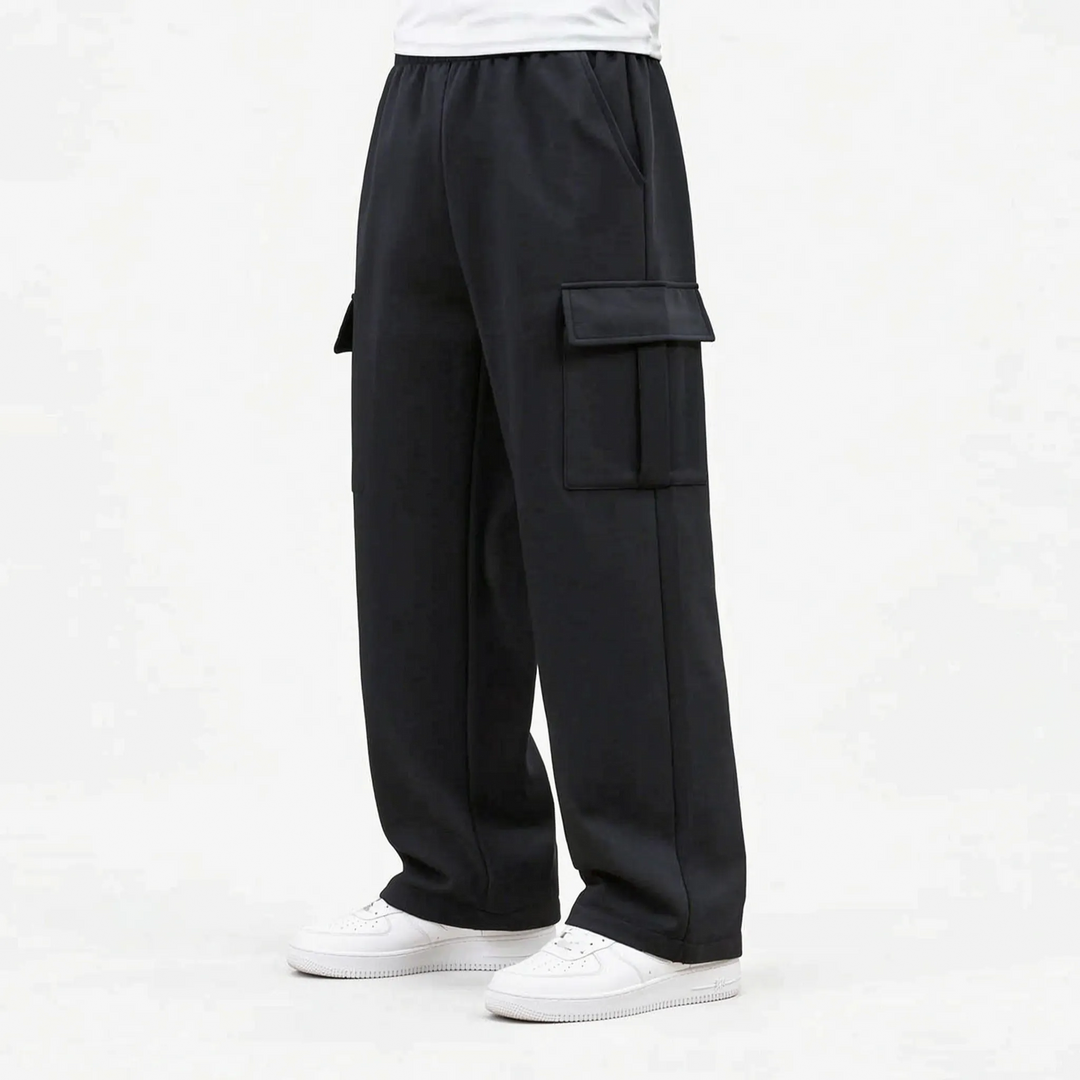 Cargo broek heren | Wijde broek met trekkoord en zijzakken