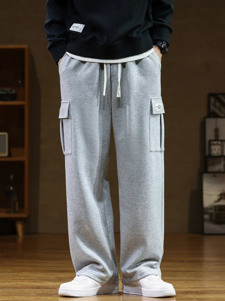 Cargo broek heren | Wijde broek met trekkoord en zijzakken