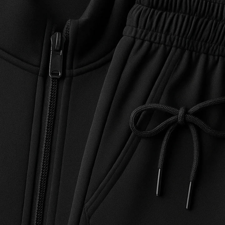 Heren trainingspak | Zwart wit tracksuit met rits