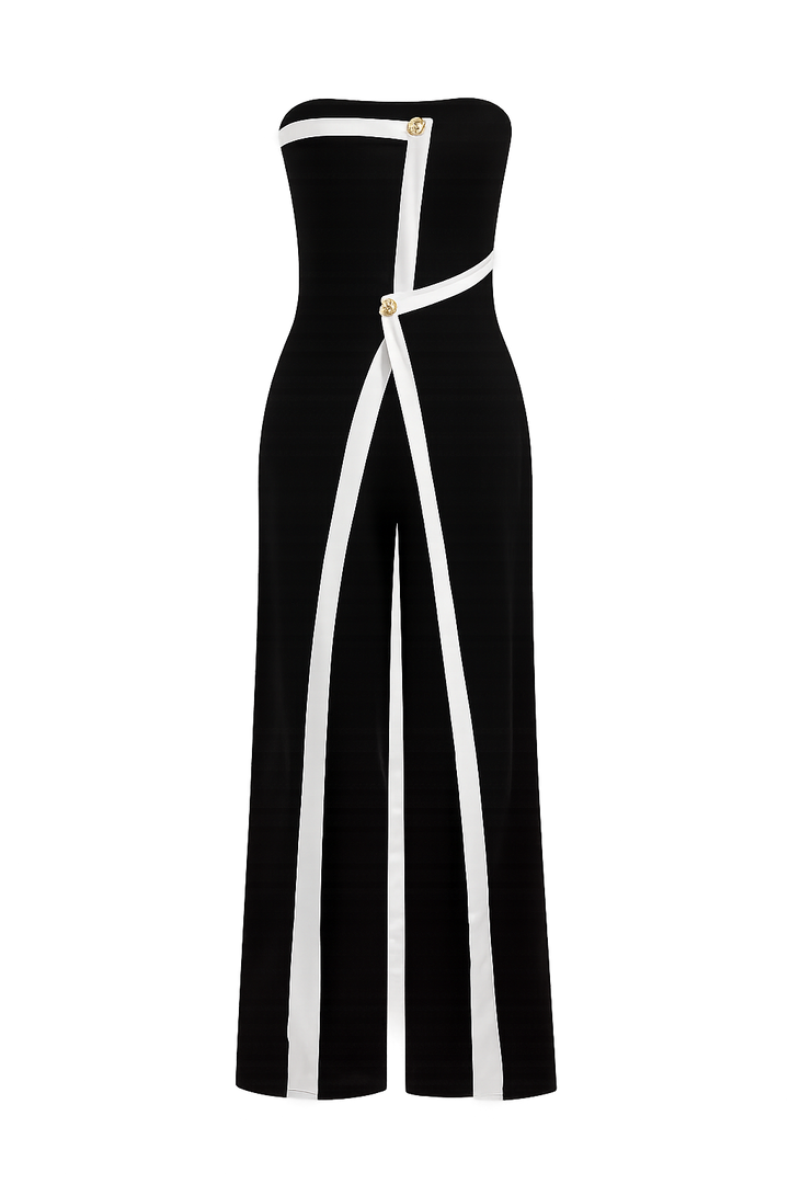 Elegante mouwloze jumpsuit met hoge taille en flatterende pasvorm