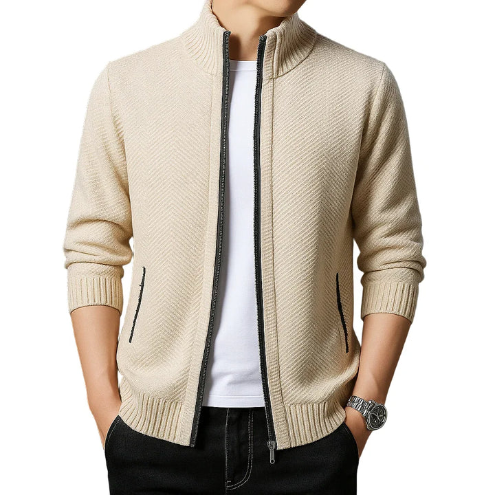Heren vest met rits | Gebreide trui in cardigan stijl