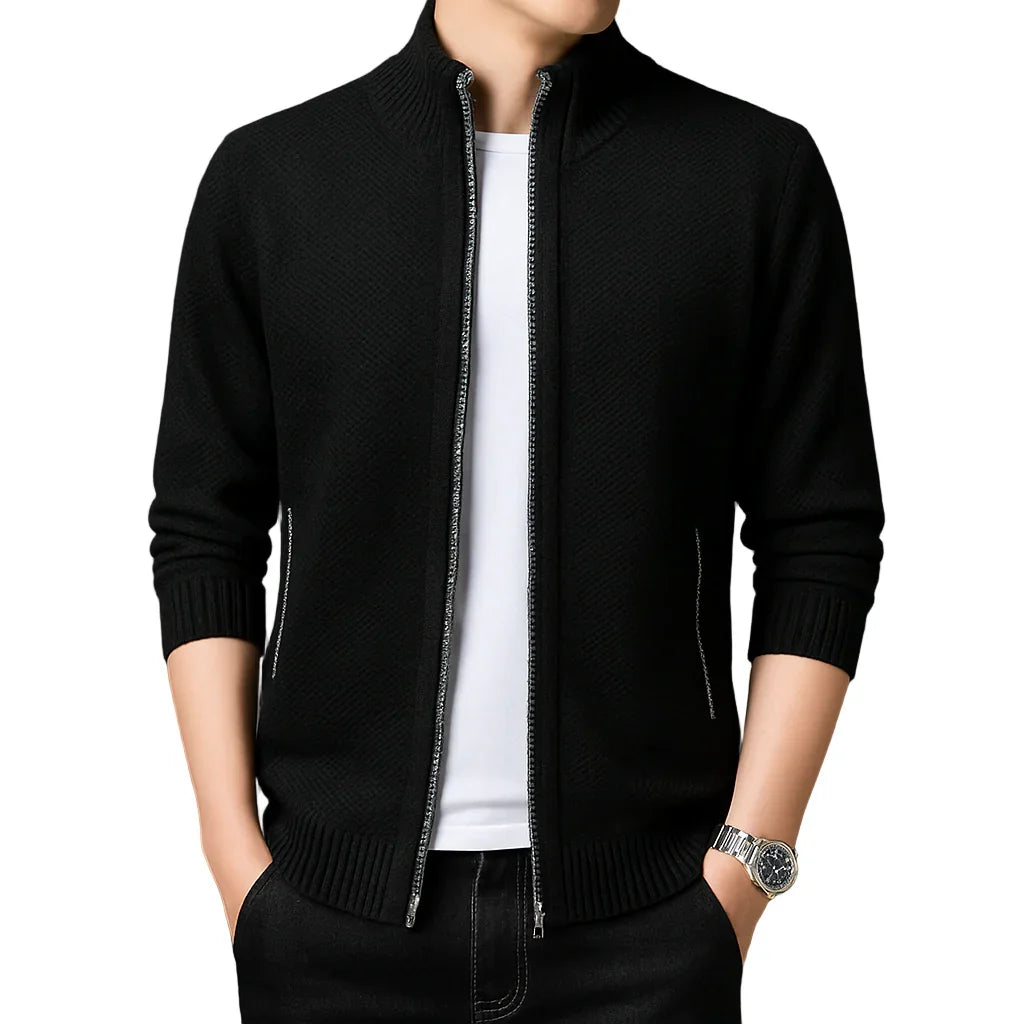 Heren vest met rits | Gebreide trui in cardigan stijl
