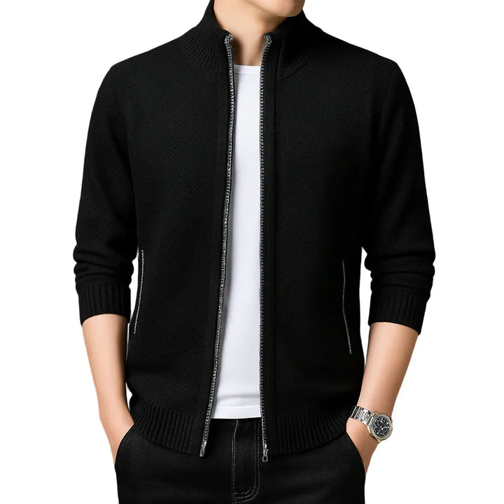 Heren vest met rits | Gebreide trui in cardigan stijl