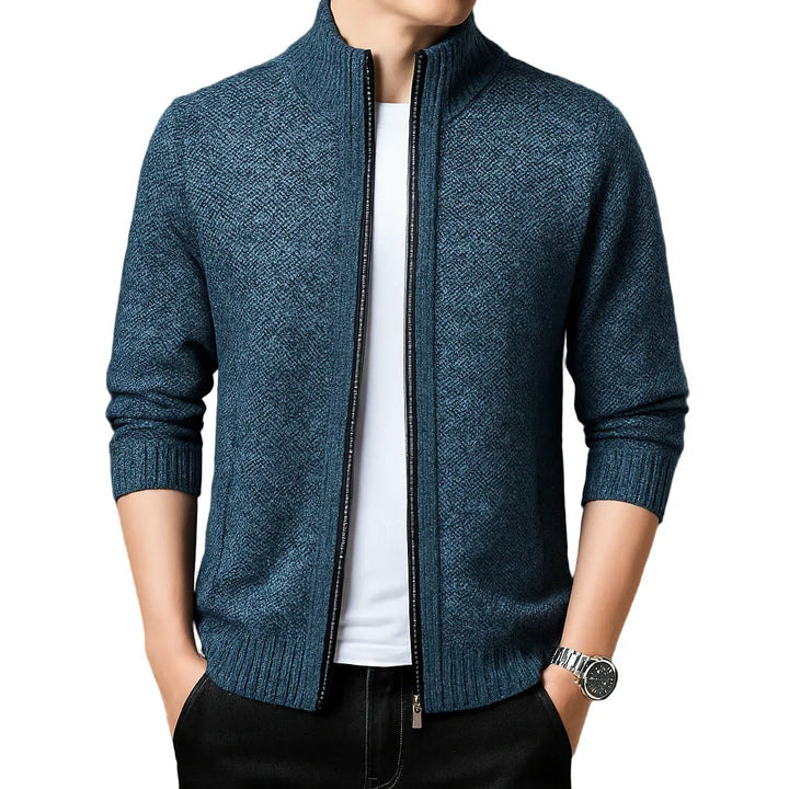 Heren vest met rits | Gebreide trui in cardigan stijl