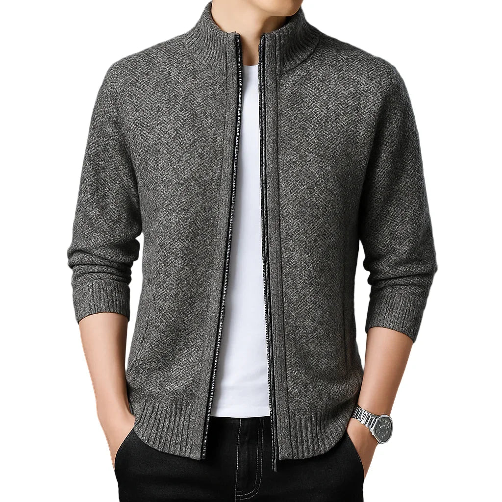 Heren vest met rits | Gebreide trui in cardigan stijl