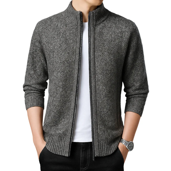 Heren vest met rits | Gebreide trui in cardigan stijl