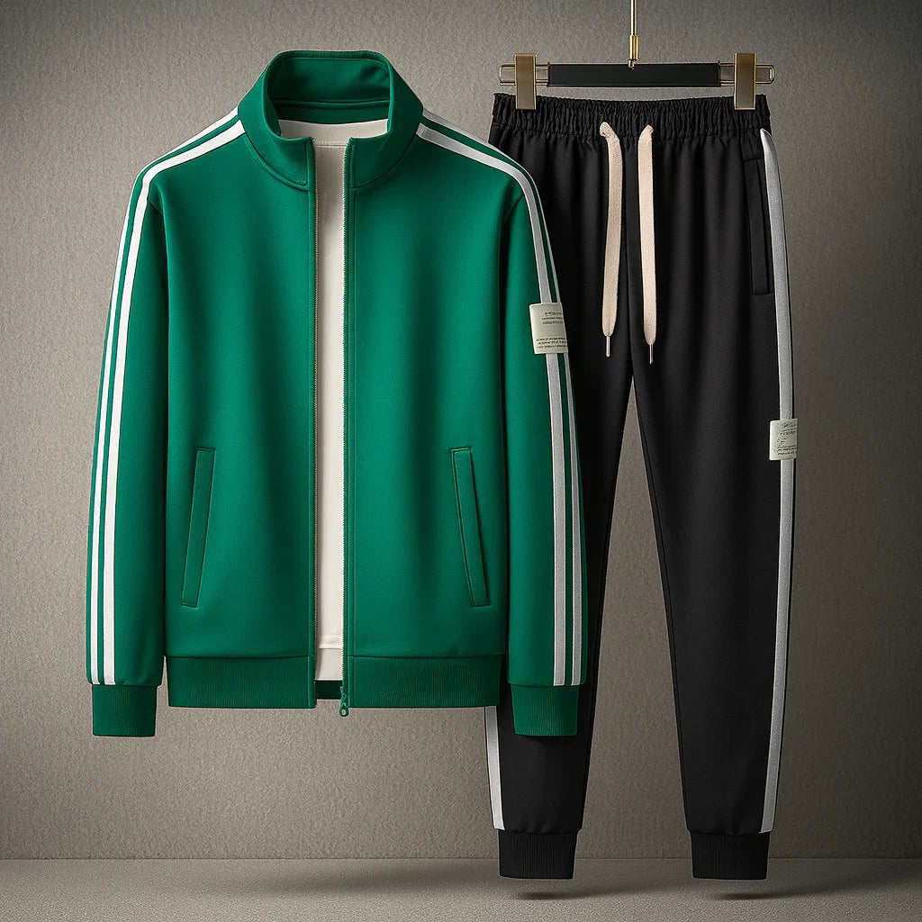 Heren trainingspak | Sportief tracksuit met rits en streepdesign