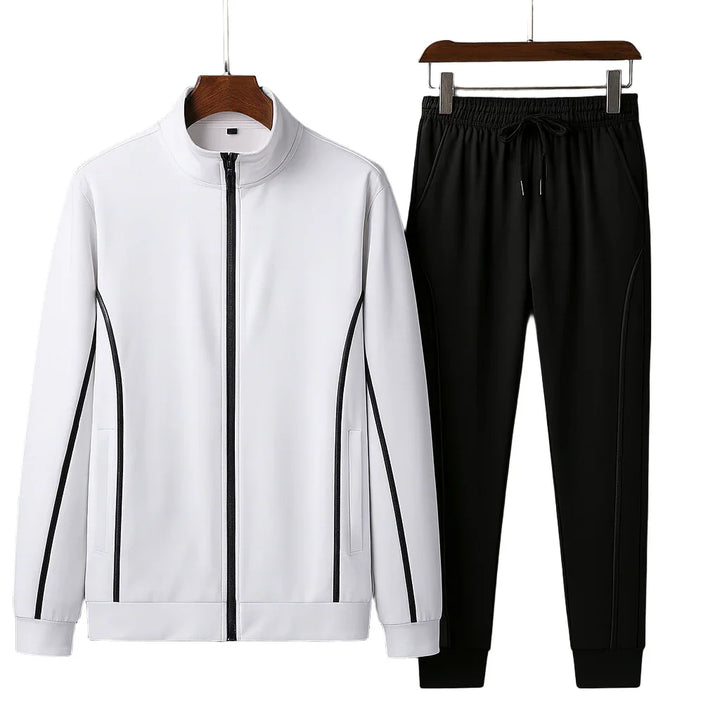 Heren trainingspak | Zwart wit tracksuit met rits