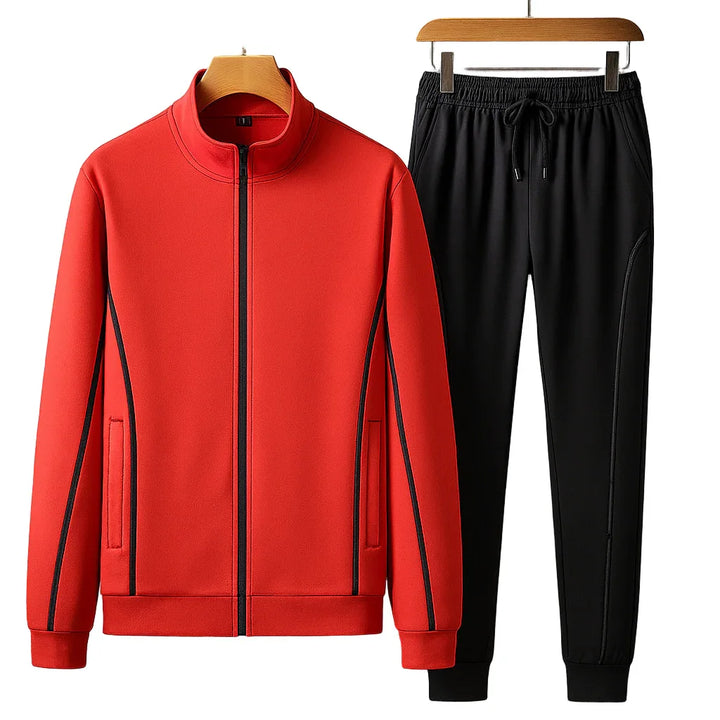 Heren trainingspak | Zwart wit tracksuit met rits