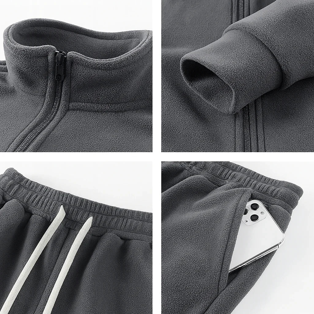 Heren fleece trainingspak | Warme sweater set met rits