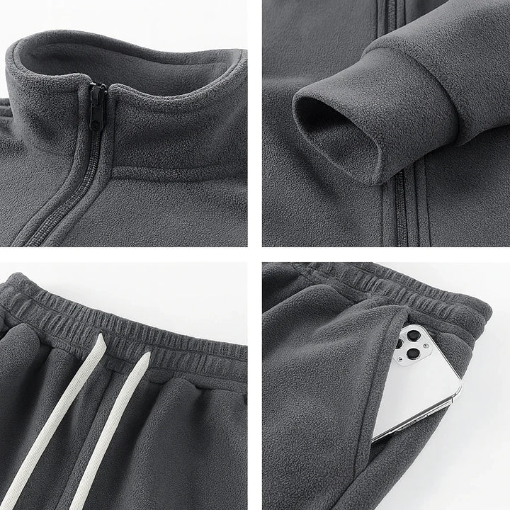 Heren fleece trainingspak | Warme sweater set met rits