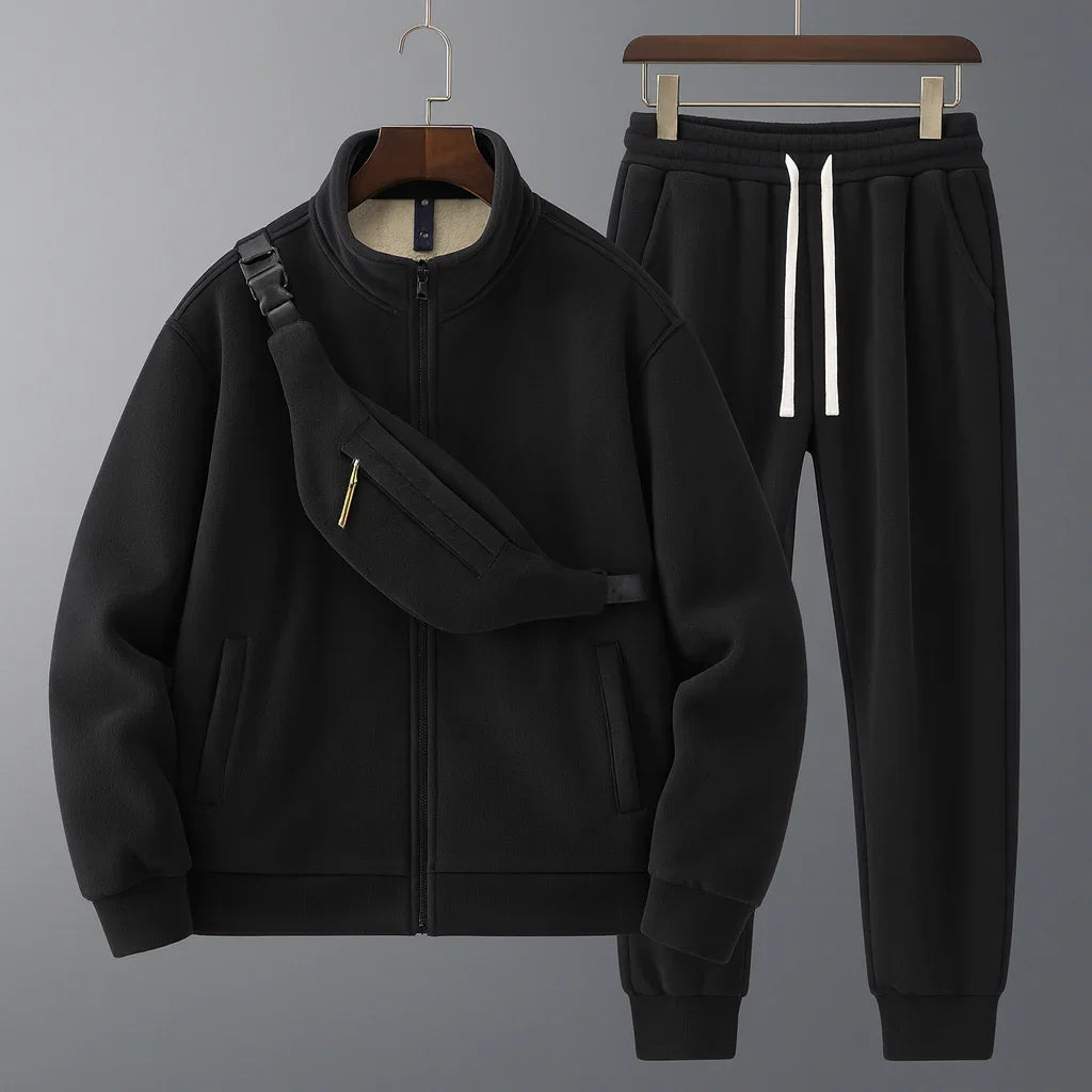 Heren fleece trainingspak | Warme sweater set met rits