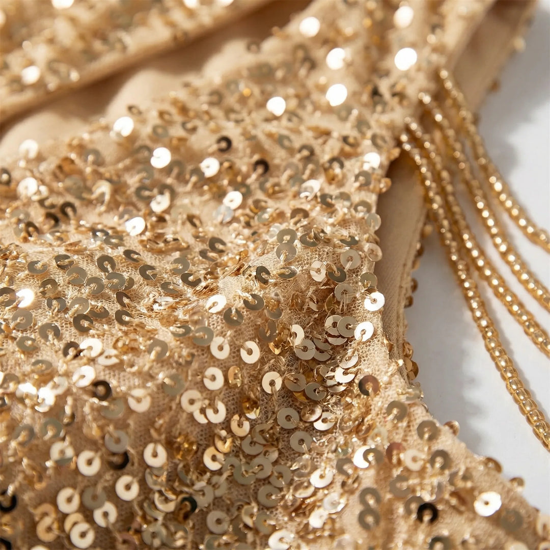 Cocktailjurk dames | One shoulder mini jurk met pailletten