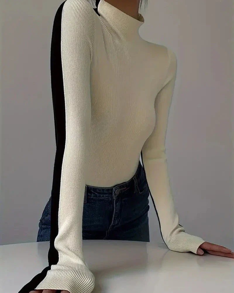 Coltrui dames | Zwart aansluitend model met contraststrepe