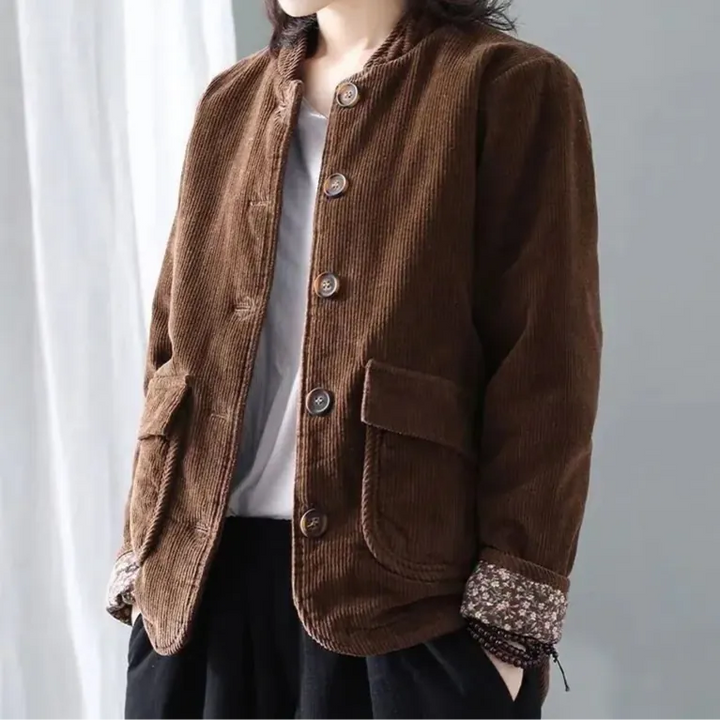 Corduroy jas dames | Casual model met knopen en grote zakken