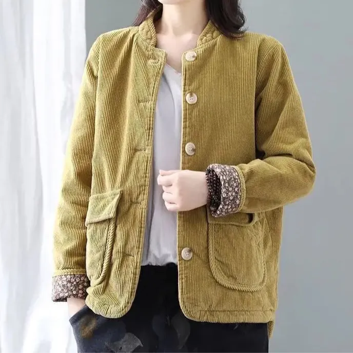 Corduroy jas dames | Casual model met knopen en grote zakken