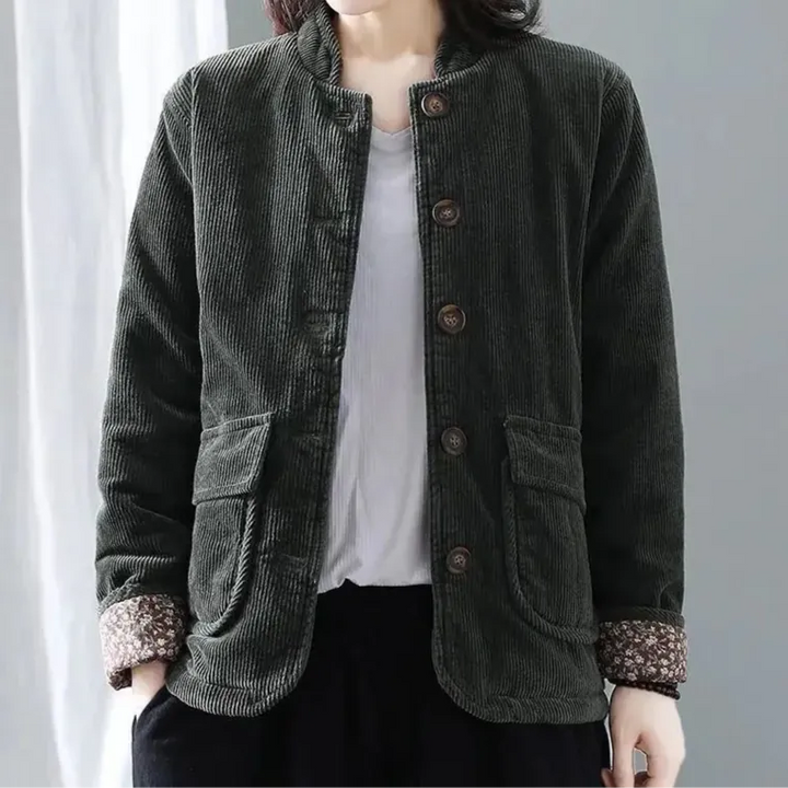 Corduroy jas dames | Casual model met knopen en grote zakken