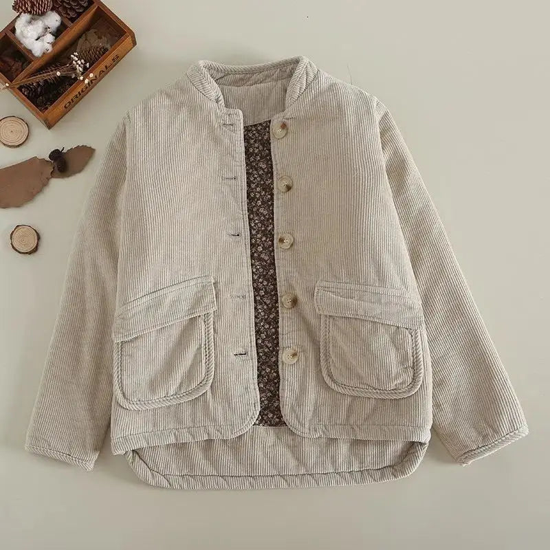 Corduroy jas dames | Casual model met knopen en grote zakken