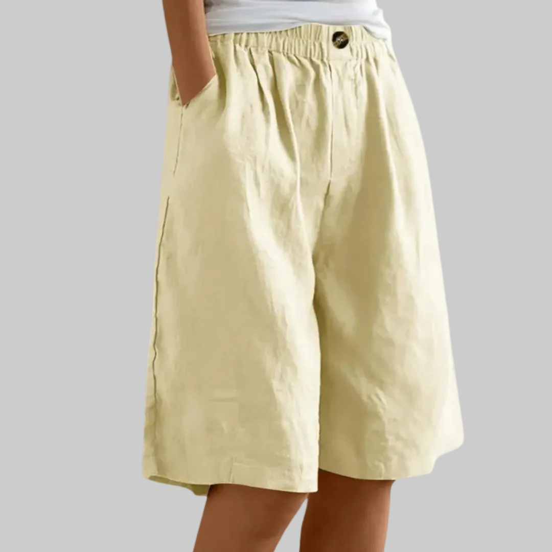 Culotte short dames | Wijde korte broek met zakken