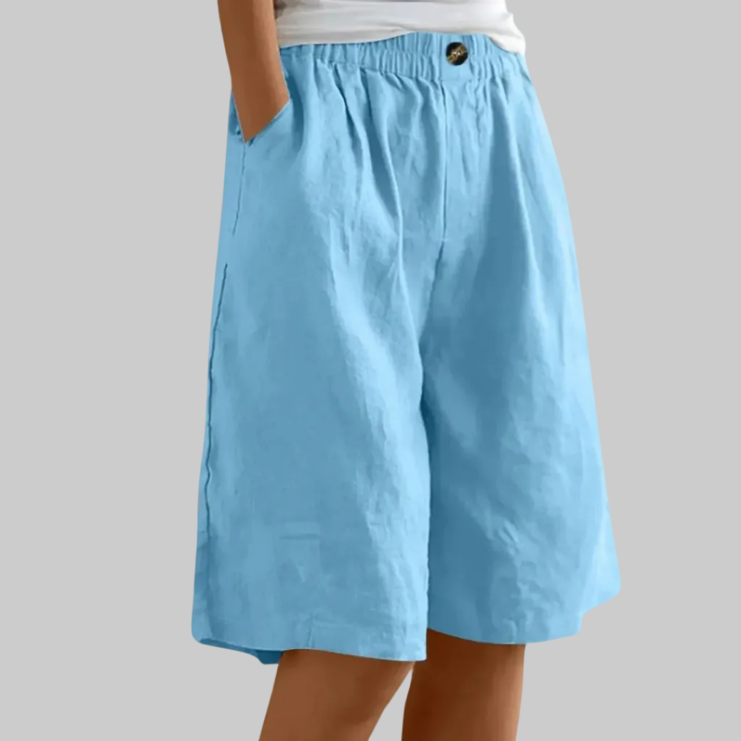 Culotte short dames | Wijde korte broek met zakken