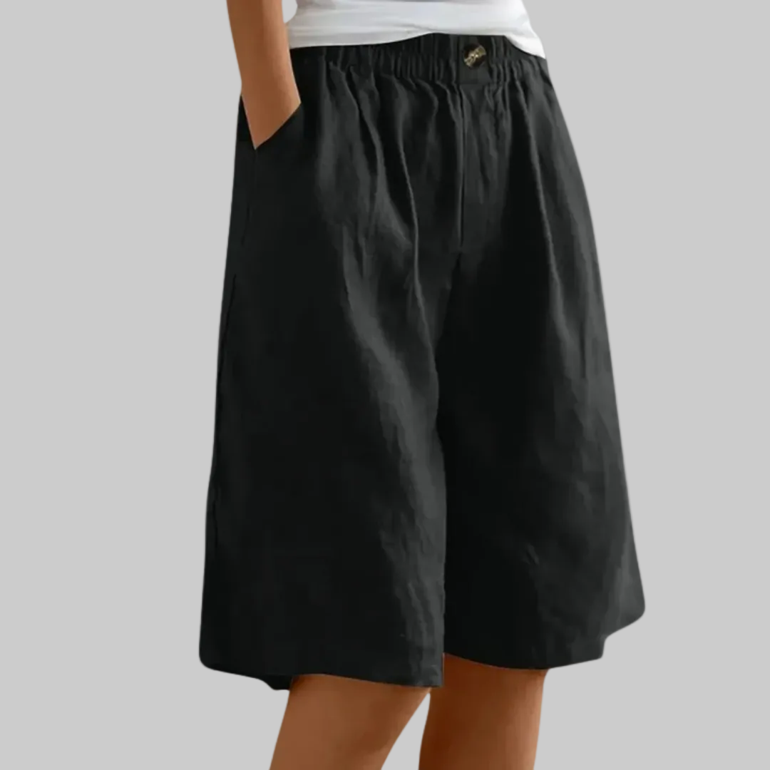 Culotte short dames | Wijde korte broek met zakken