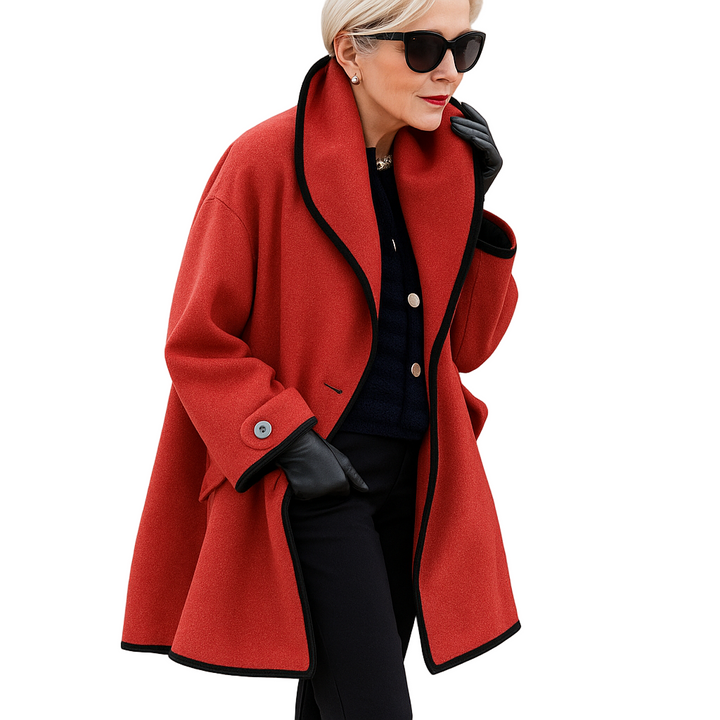 Oversized dames trenchcoat met contrasterende bies