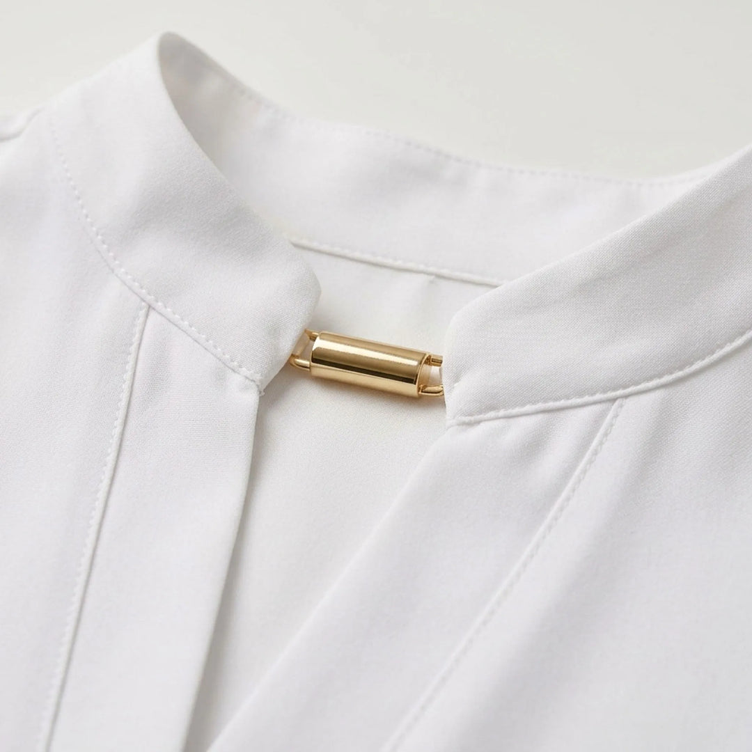 Dames blouse | Elegante blouse met v-hals en korte mouwen