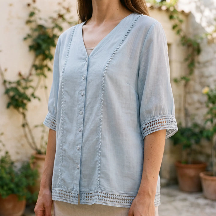 Dames blouse | Luchtige blouse met V-hals