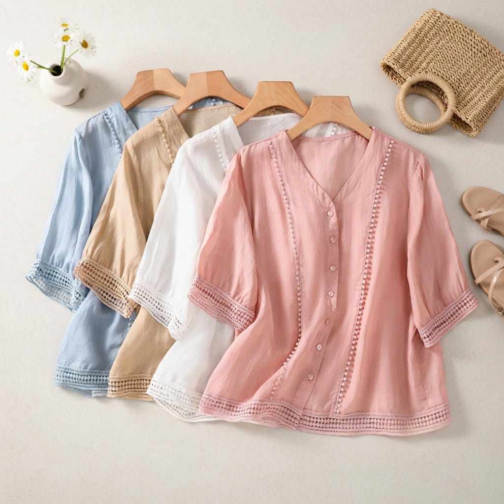 Dames blouse | Luchtige blouse met V-hals