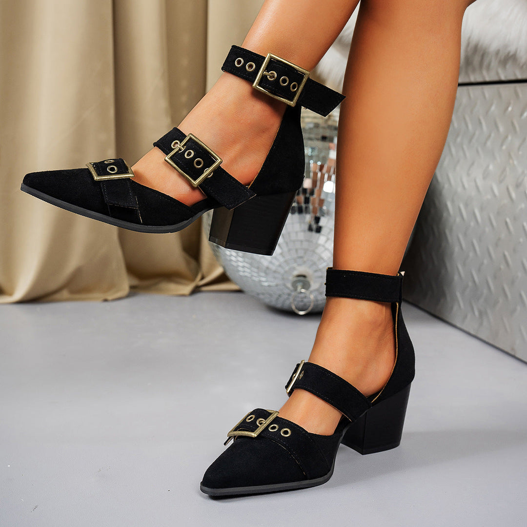Dames hakken | Suède sandalen met gesp